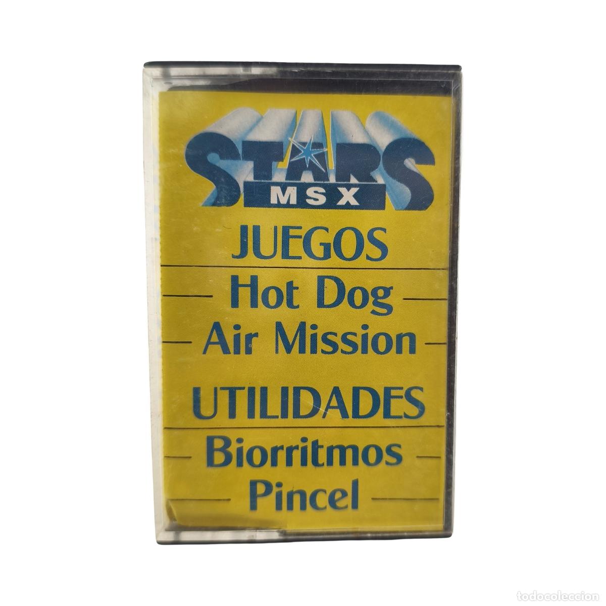 Videojuegos y consolas: Cinta MSX Stars MSX: Juegos y Utilidades (Hot Dog, Air Mission, Biorritmos, Pincel) - Caja Original