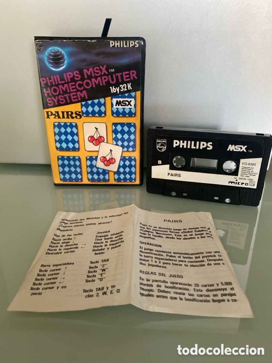 Videospiele und Konsolen: MSX - Pairs (ASCII Corporation) - COMPLETO - Micro Byte / PHILIPS VG 8385 - Edici&oacute;n Espa&ntilde;ola