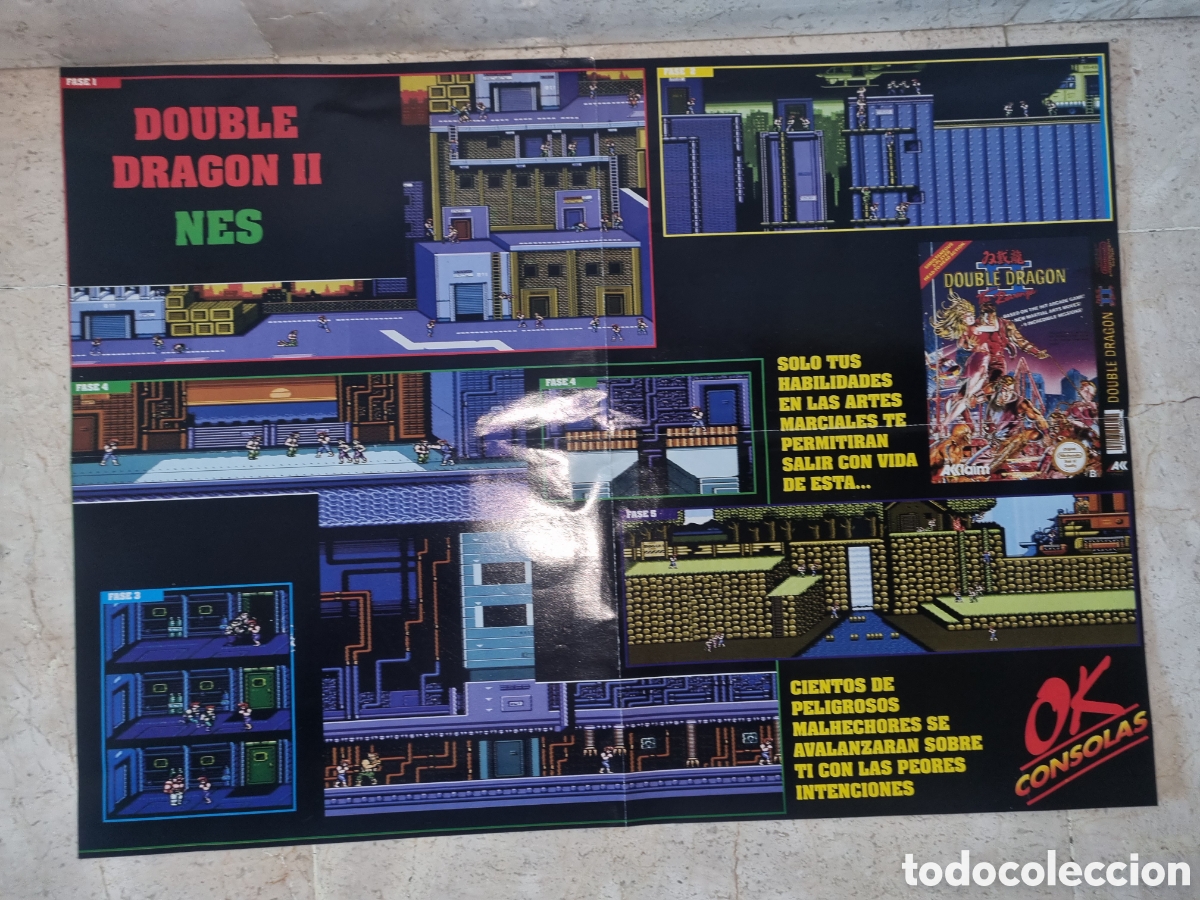 Videojuegos y consolas: Antiguo p&oacute;ster double dragon II de nes - Foto 1
