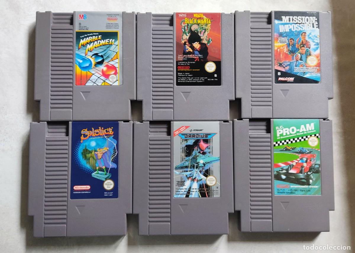 Videojuegos y Consolas: Lote 6 Juegos NES: Marble Madness Gradius RC Pro Am Solstice Etc.