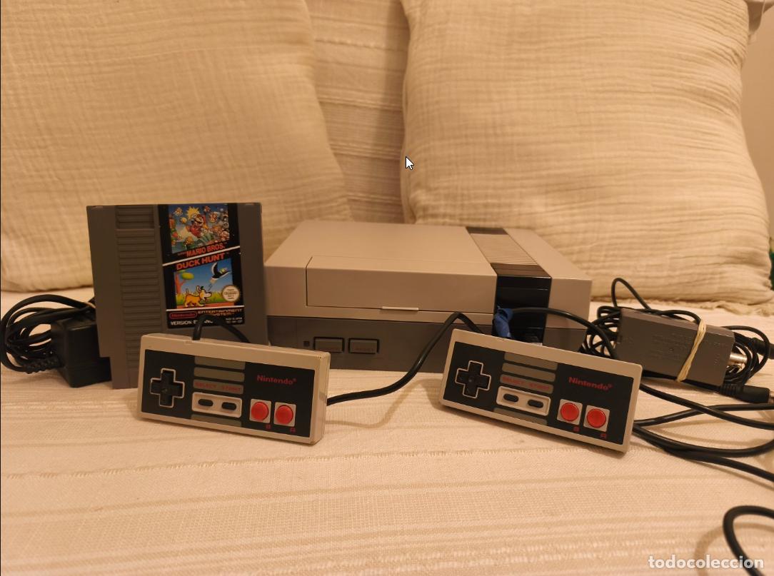 Videojuegos y consolas: Nintendo NES espa&ntilde;ola NESE-001 ESP + Mario Duck Hunt + 2 mandos