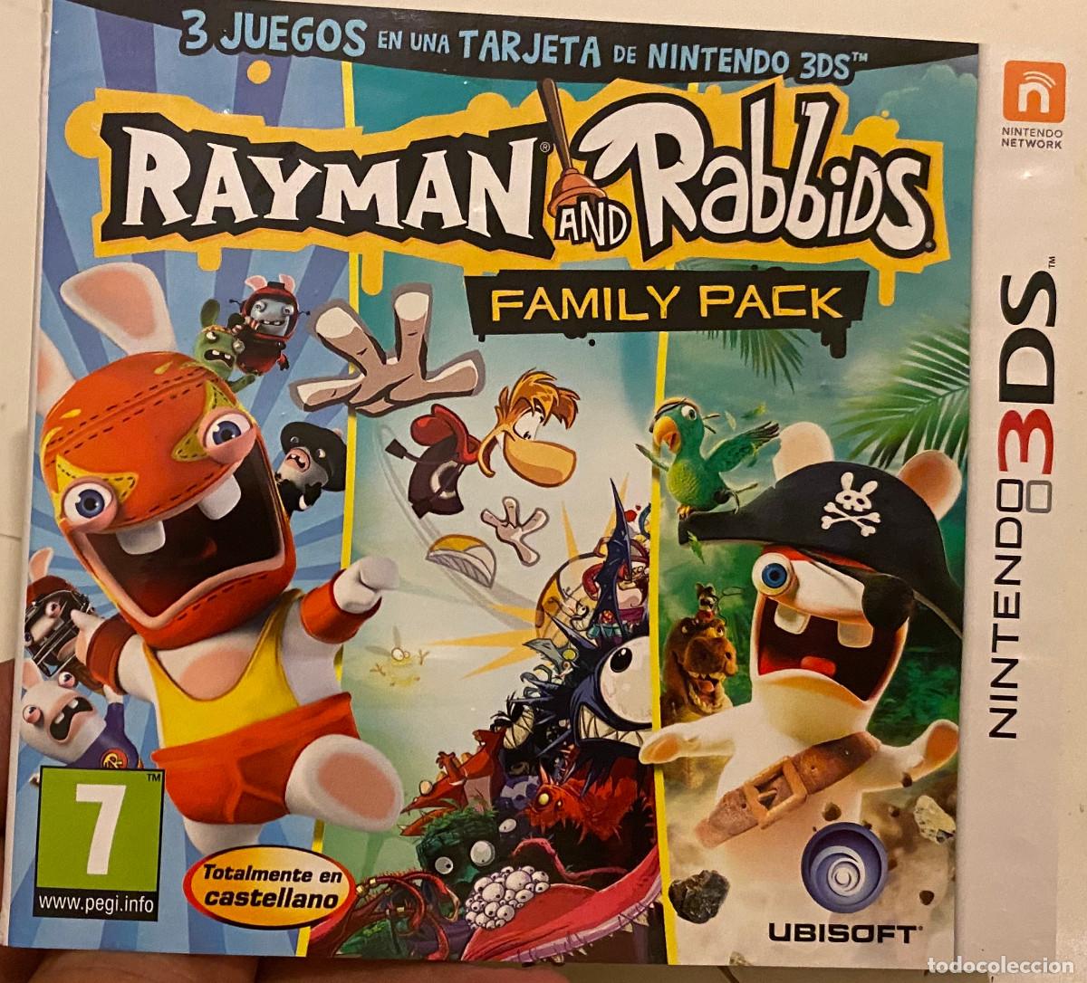 Videojuegos y Consolas: Car&aacute;tula original de videojuego 'Rayman and Rabbids' para Nintendo 3DS. Para completar. Buen estado.