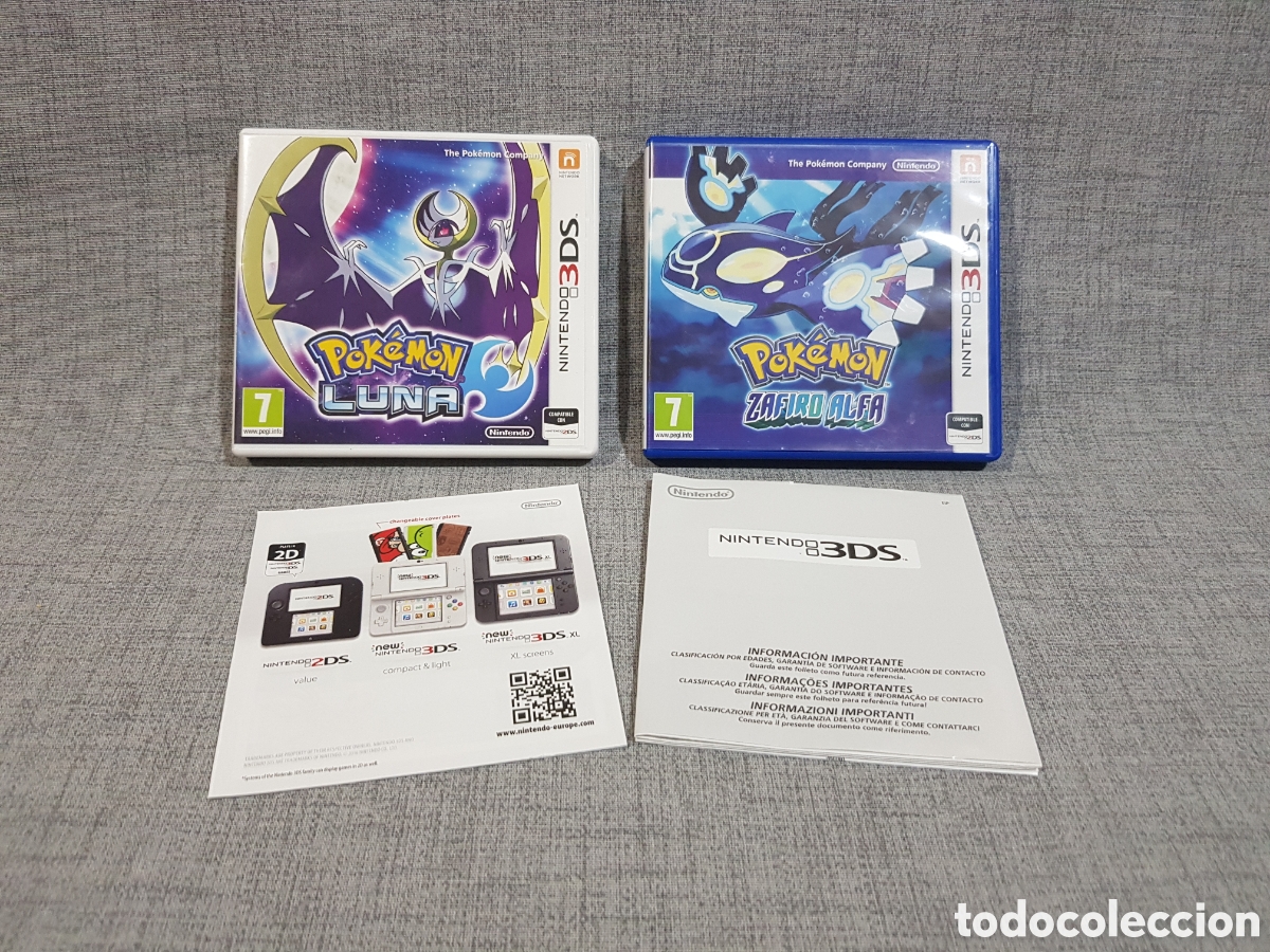 Videojuegos y consolas: NINTENDO 3DS 2016 POK&Eacute;MON LUNA TSA-CRT-BNEP-ESP Y 2014 POK&Eacute;MON ZAFIRO ALFA TSA-CTR-ECLP-ESP ESPA&Ntilde;A