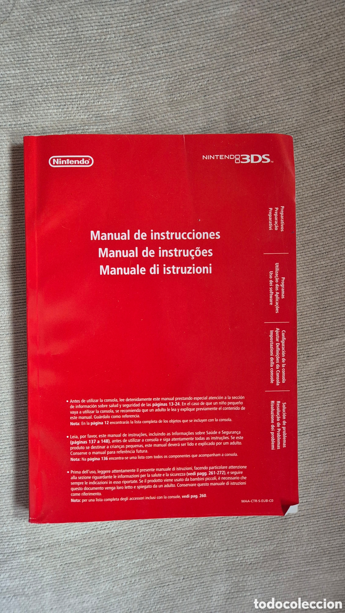 Videojuegos y consolas: Manual de instrucciones original Nintendo 3DS (Espa&ntilde;ol, Portugu&eacute;s, Italiano)
