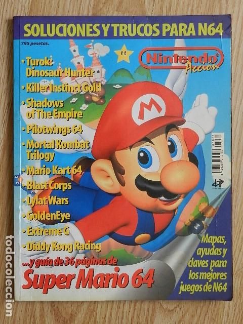 Videojuegos y Consolas: Revista Soluciones y trucos para N64 Nintendo acci&oacute;n Super Mario a&ntilde;o 1998 Hobby press
