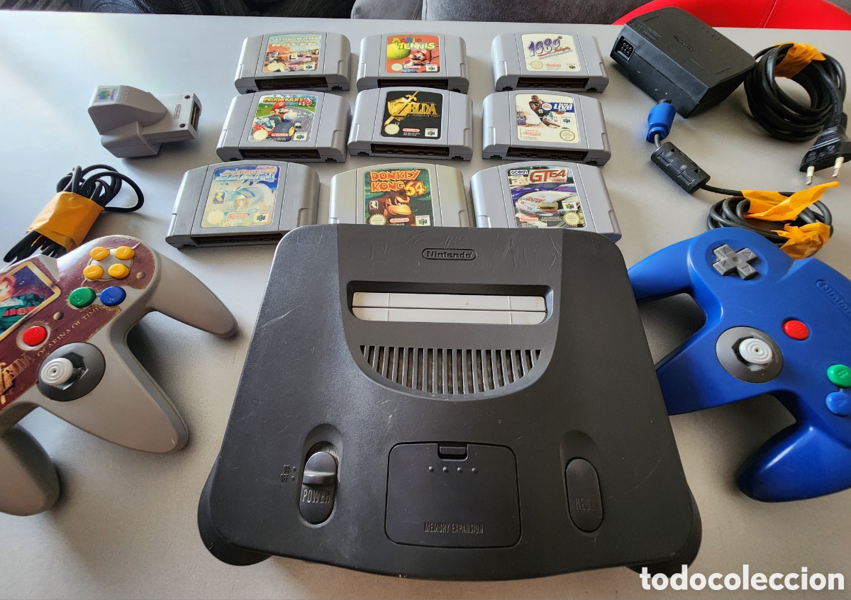 Jeux Vid&eacute;o et Consoles: Pack Nintendo 64 PAL + 2 Mandos + Rumble Pak + 9 Juegos (Zelda, Mario Kart 64, DK64)