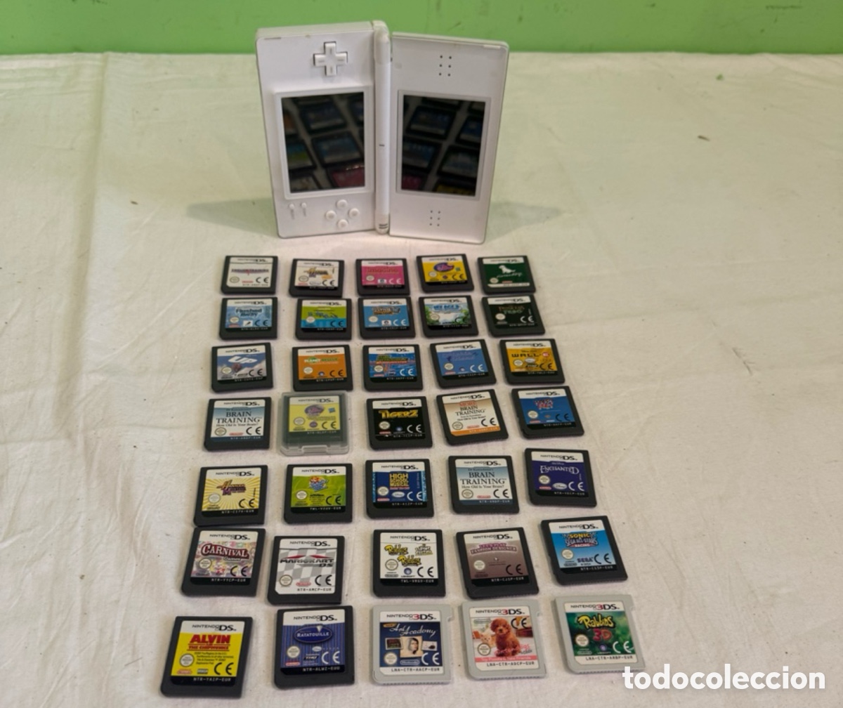 Videojuegos y Consolas: Gran lote Nintendo DS Lite blanca + 35 juegos originales Mario Disney Tetris