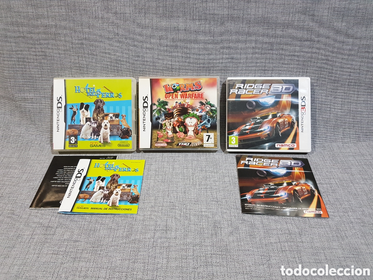 Videojuegos y consolas: NINTENDO DS HOTEL PARA PERROS Y WORMS OPEN WARFARE + 3DS RIDGE RACER 3D