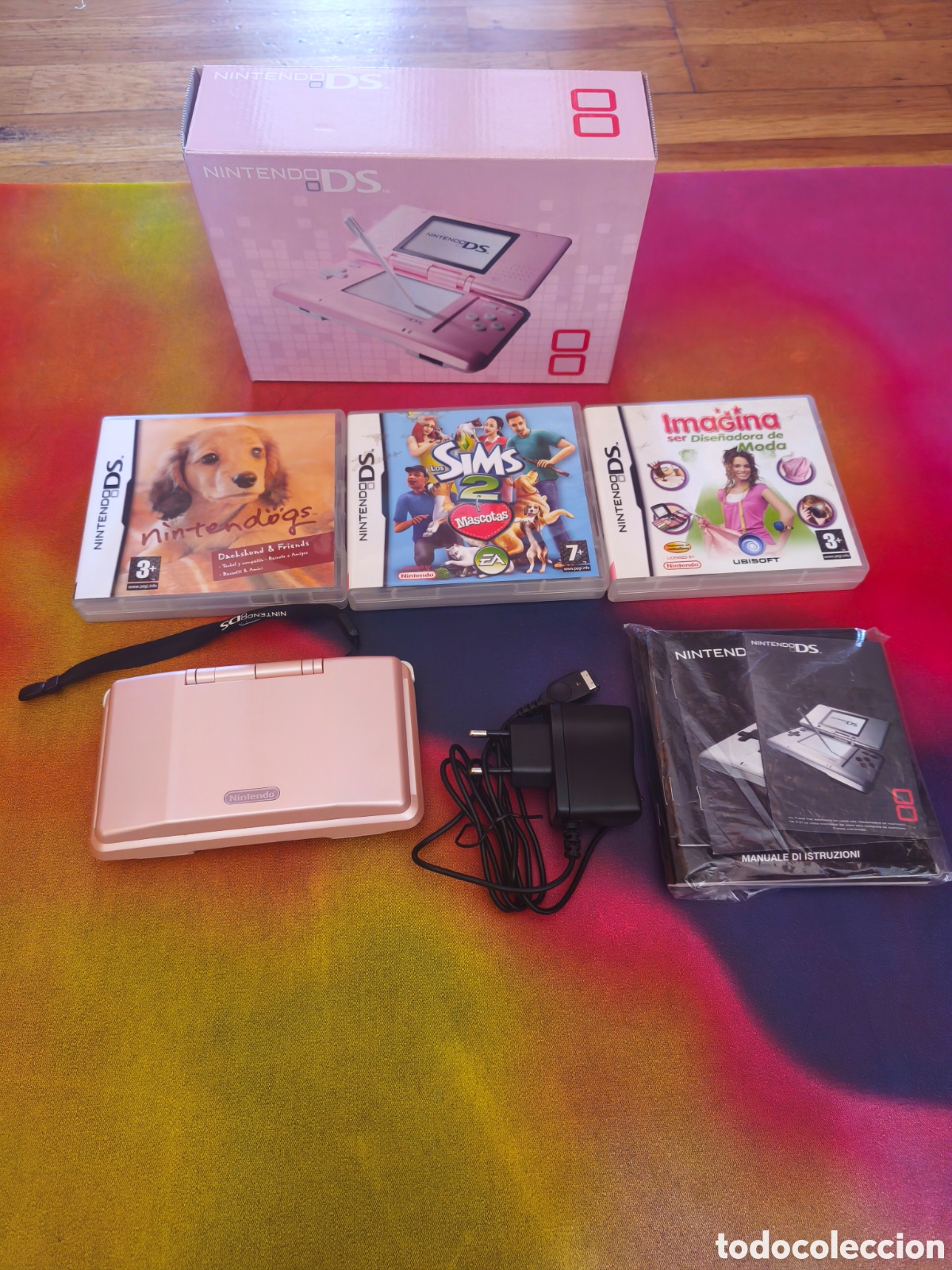 Video Games and Consoles: Nintendo DS Fat Rosa + Caja + 3 Juegos