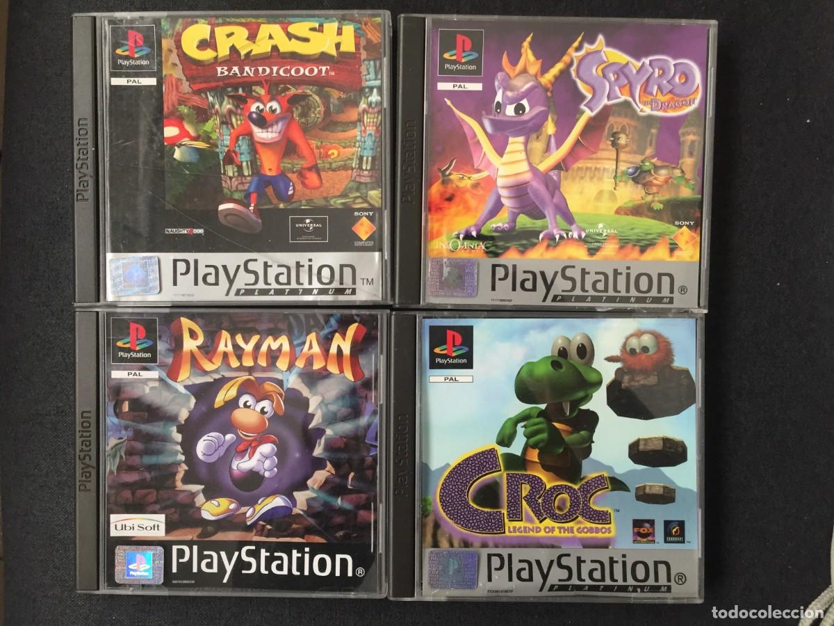 Videojuegos y Consolas: Lote 4 videojuegos PS1 Crash Bandicoot, Rayman, Crocs y Spyro the dragon (playstation nintendo)