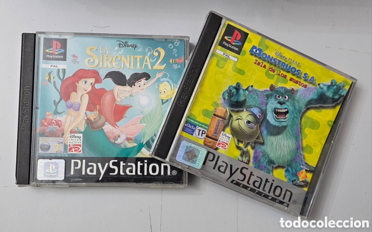 Videojuegos y Consolas: LOTE 2 JUEGOS LA SIRENITA 2 MONSTRUOS S.A. PARA PS1 PLAYSTATION
