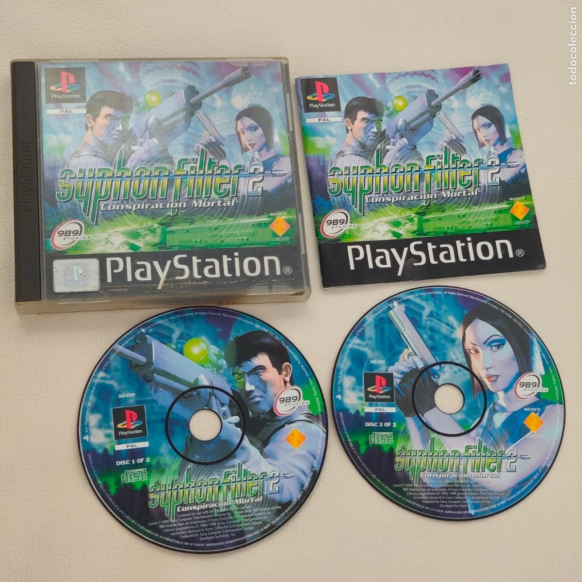 Videojuegos y Consolas: JUEGO SYPHON FILTER 2 (CONSPIRACION MORTAL), PAL, 2 DVD CON MANUAL (2000)