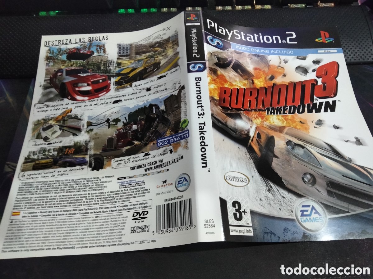 Videojuegos y consolas: Car&aacute;tula Burnout 3 takedown ps2 - Foto 1