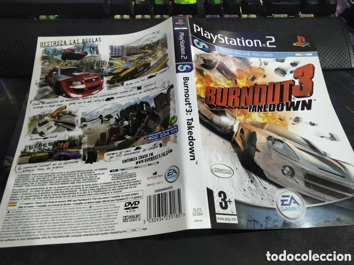 Videojuegos y consolas: Car&aacute;tula Burnout 3 takedown ps2 - Foto 1