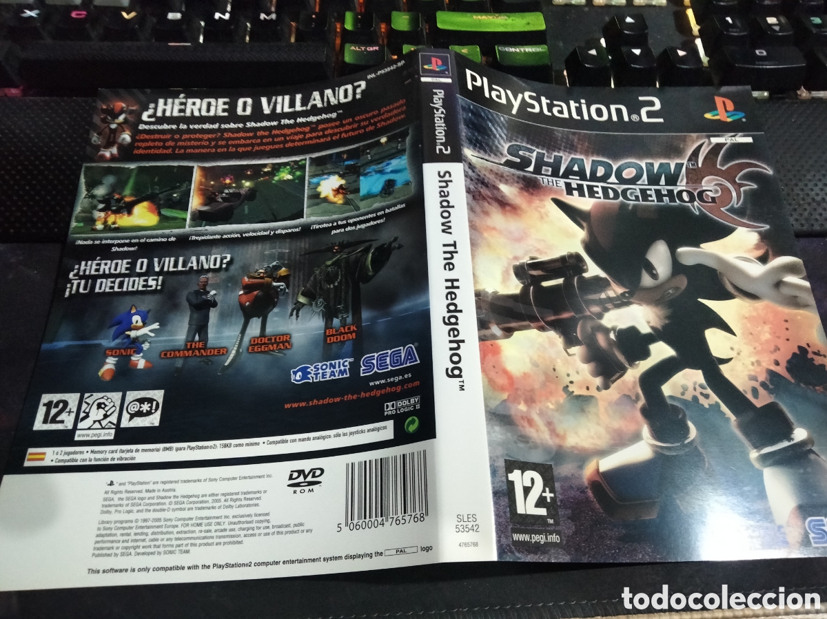 Videojuegos y consolas: Car&aacute;tula shadow the hedgehog ps2 - Foto 1