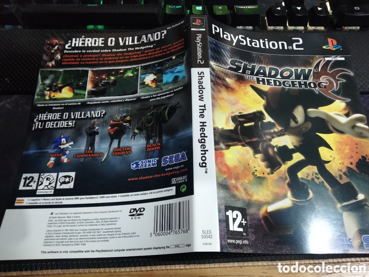 Videojuegos y consolas: Car&aacute;tula shadow the hedgehog ps2 - Foto 1