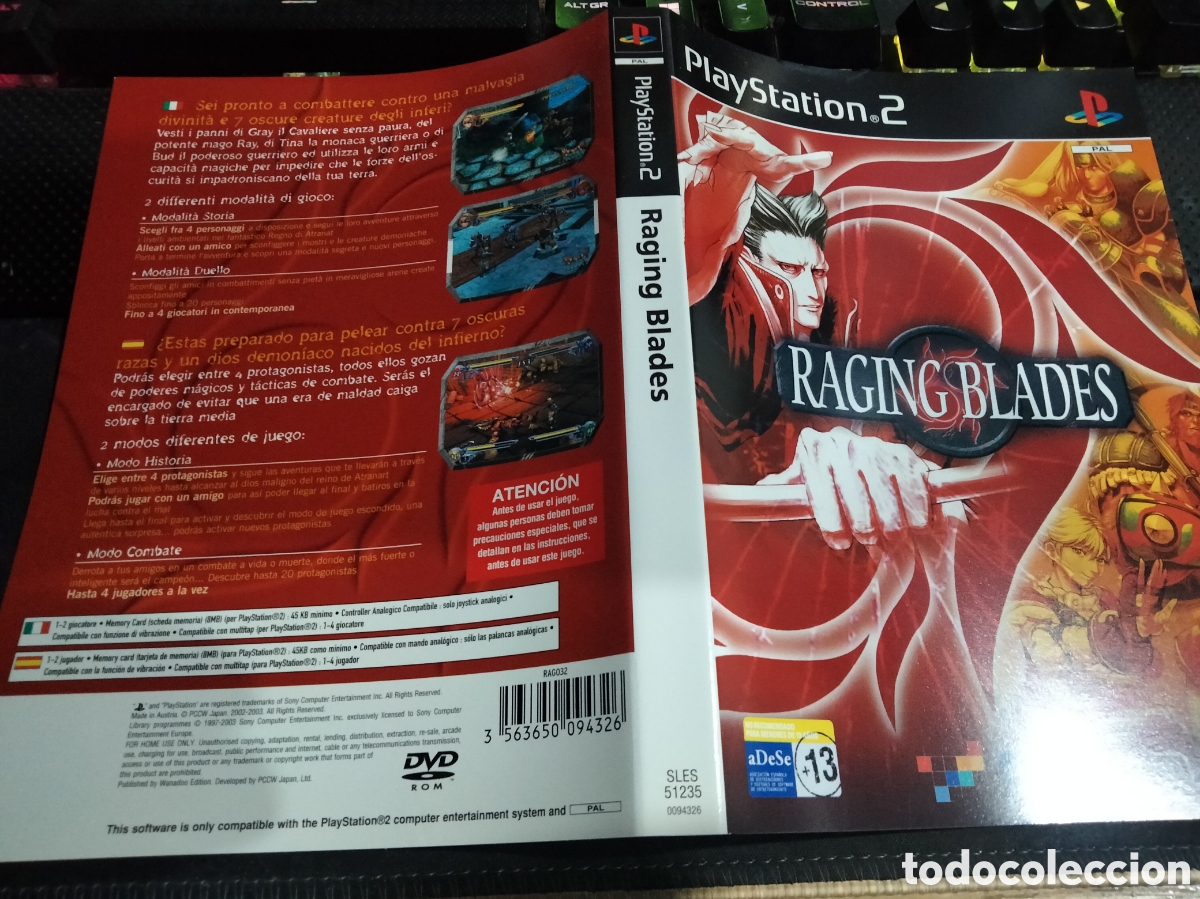 Videojuegos y consolas: Car&aacute;tula Raging blades ps2 - Foto 1