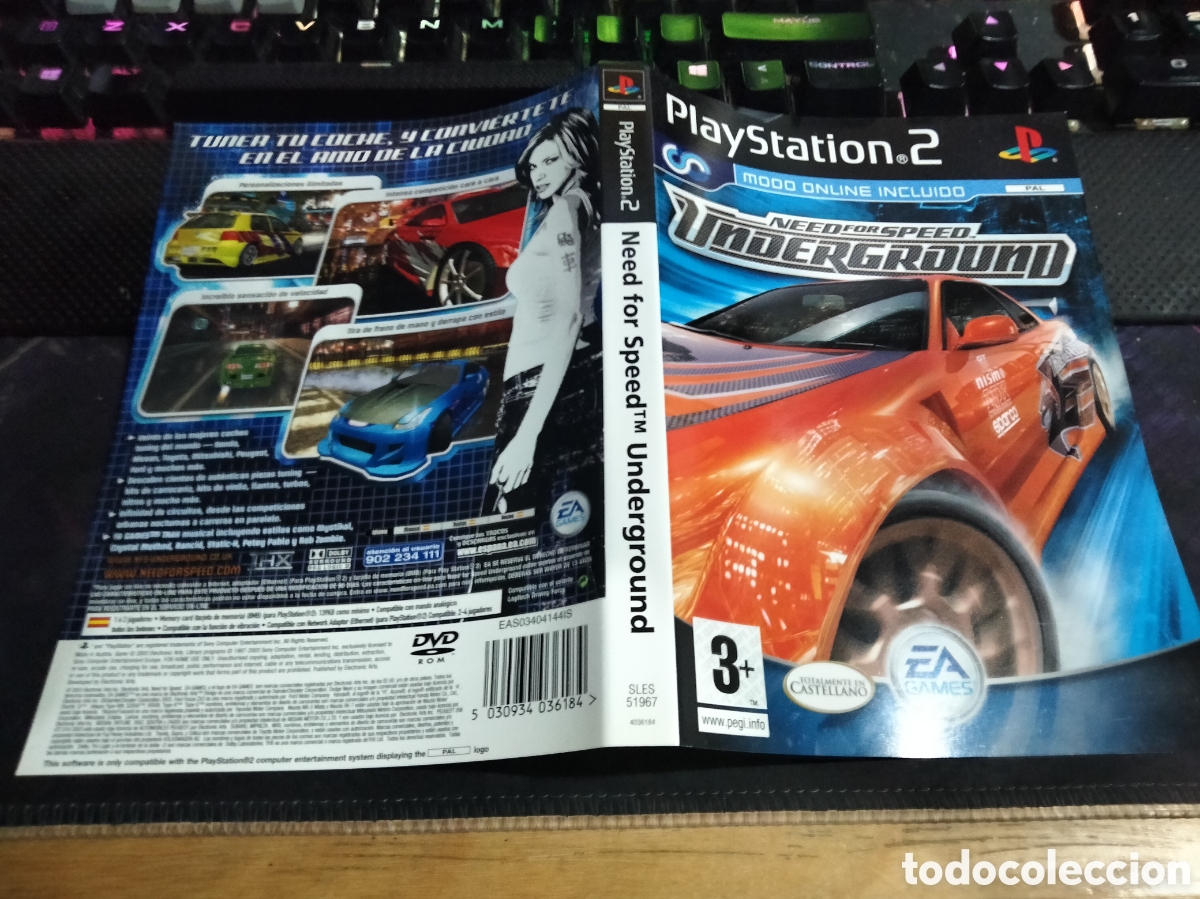 Videojuegos y consolas: Car&aacute;tula need for speed underground ps2 - Foto 1