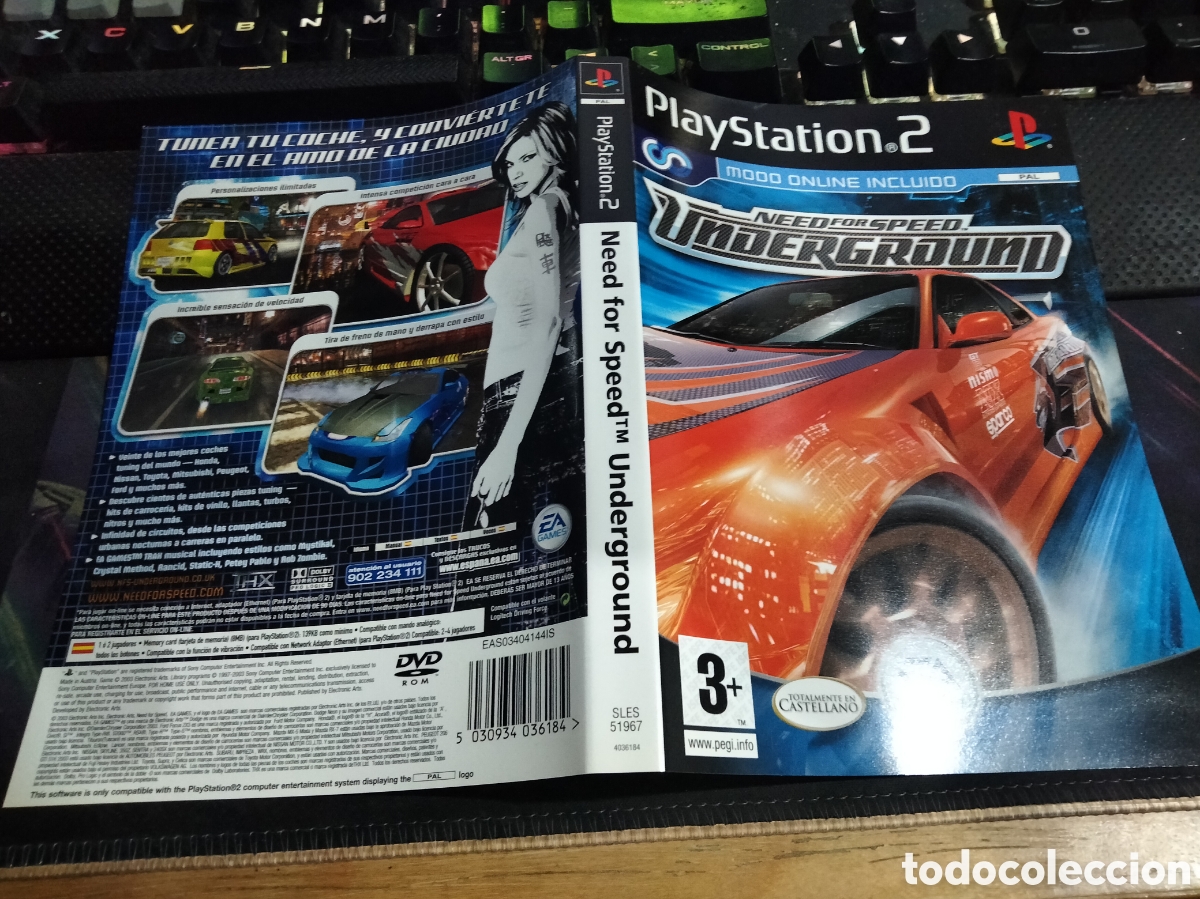 Videojuegos y consolas: Car&aacute;tula need for speed underground ps2 - Foto 1