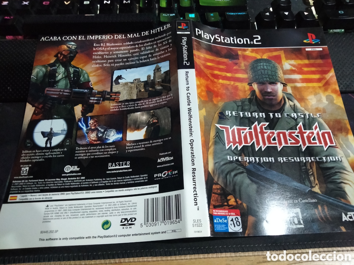 Videojuegos y consolas: Car&aacute;tula return to Castle wolfenstein operation resurrection ps2 - Foto 1