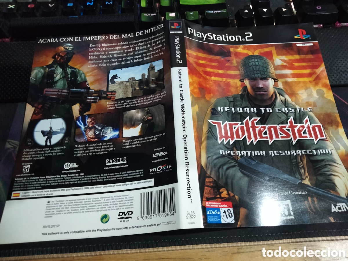 Videojuegos y consolas: Car&aacute;tula return to Castle wolfenstein operation resurrection ps2 - Foto 1