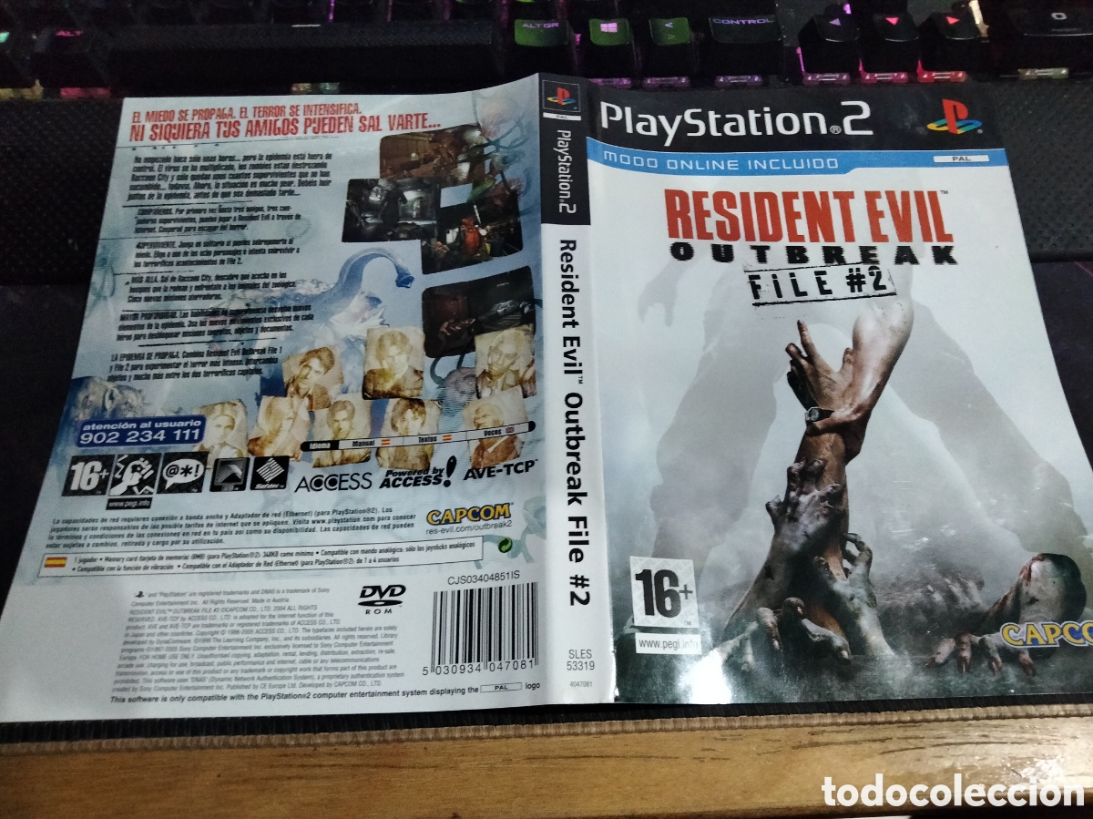 Videojuegos y consolas: Car&aacute;tula resident evil outbreak 2 ps2 - Foto 1