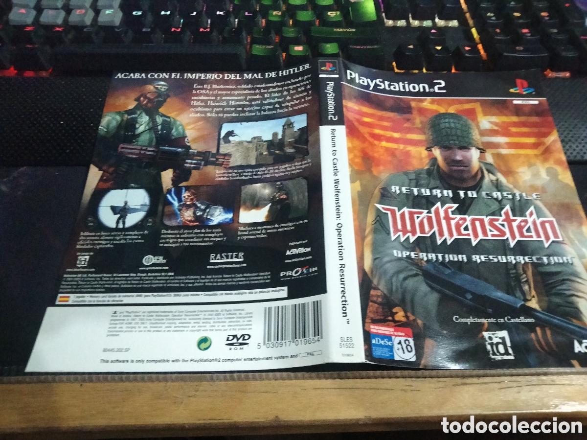 Videojuegos y consolas: Car&aacute;tula return to Castle wolfenstein pS2 - Foto 1
