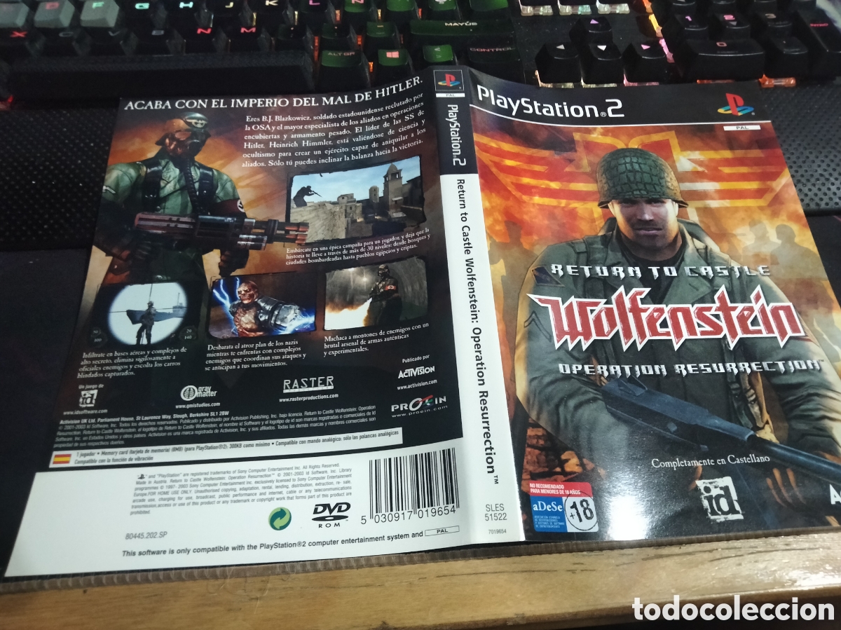 Videojuegos y consolas: Car&aacute;tula return to Castle wolfenstein pS2 - Foto 1