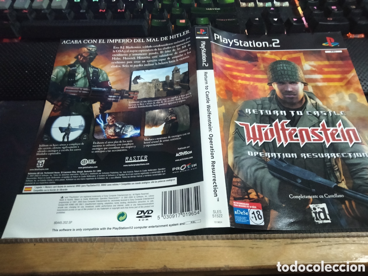 Videojuegos y consolas: Car&aacute;tula return to Castle wolfenstein pS2 - Foto 1