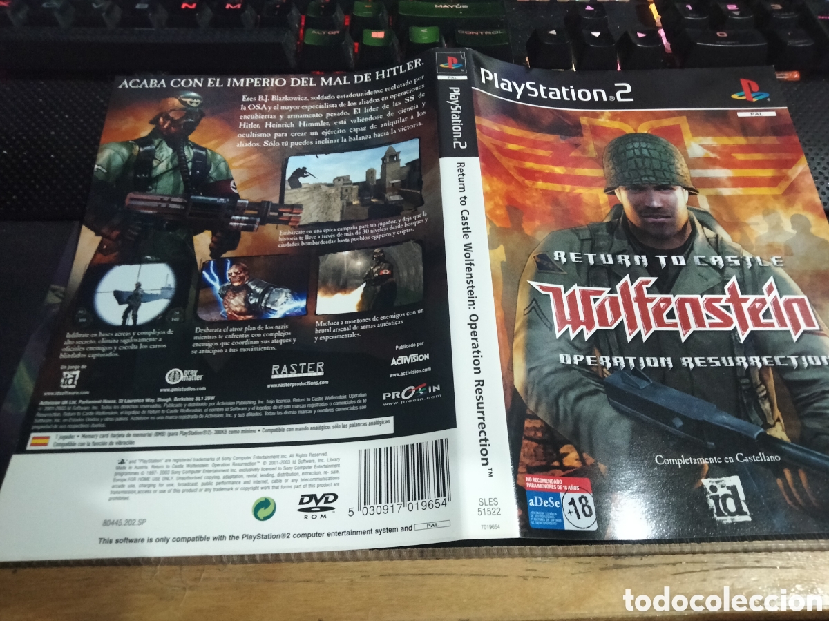 Videojuegos y consolas: Car&aacute;tula return to Castle wolfenstein pS2 - Foto 1