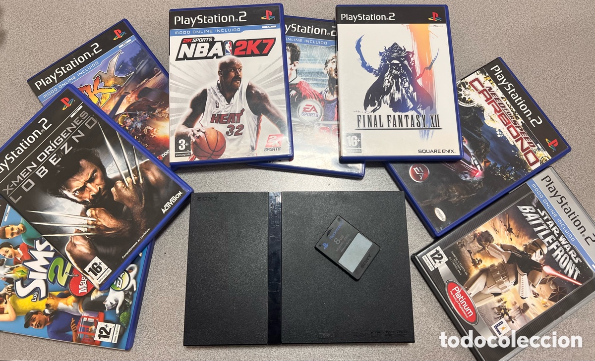 Videojuegos y Consolas: Lote PS2 Slim + Memory Card + 7 Juegos