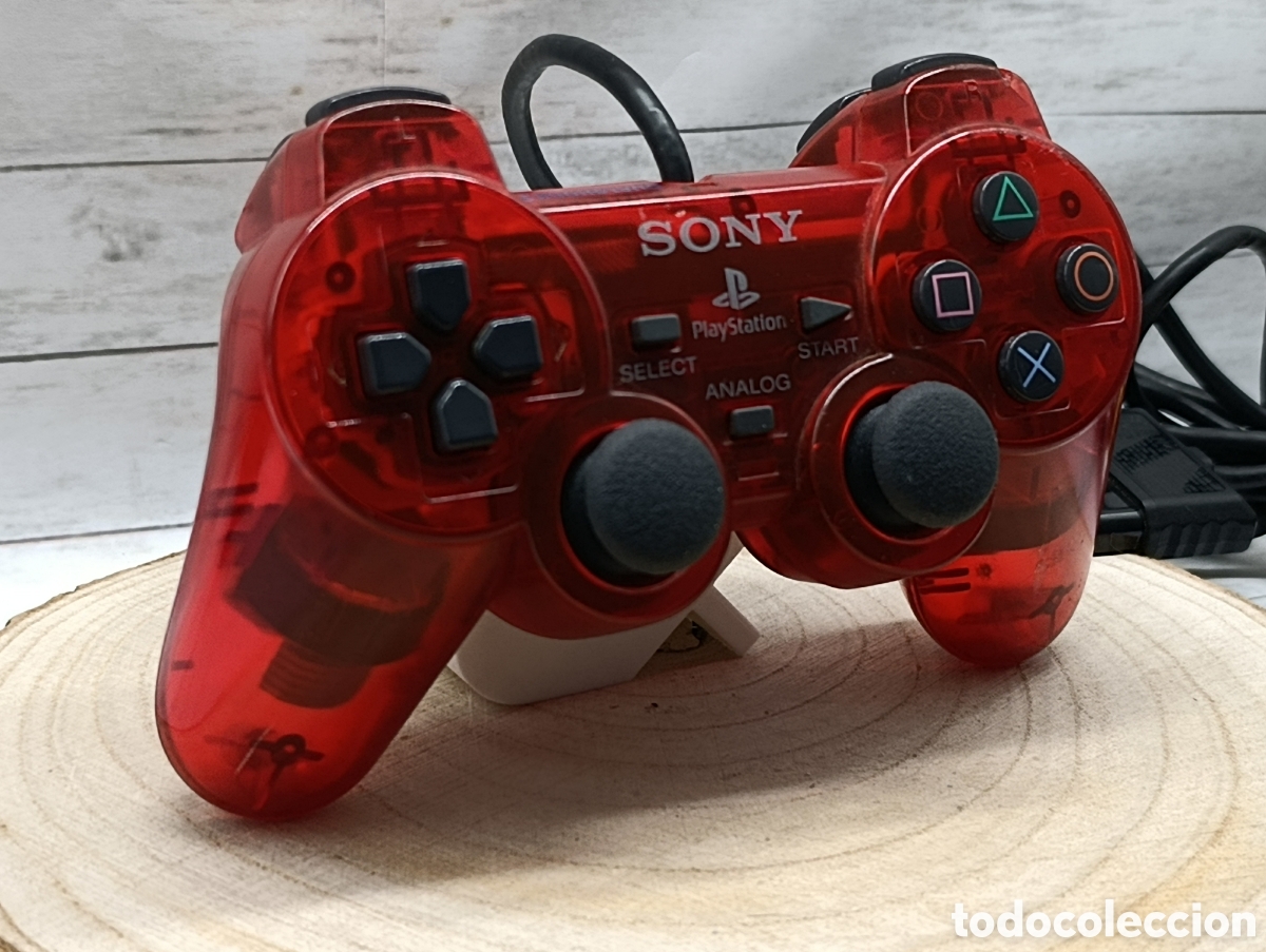 Videojuegos y Consolas: Mando PS2 Original Sony Transparente Rojo