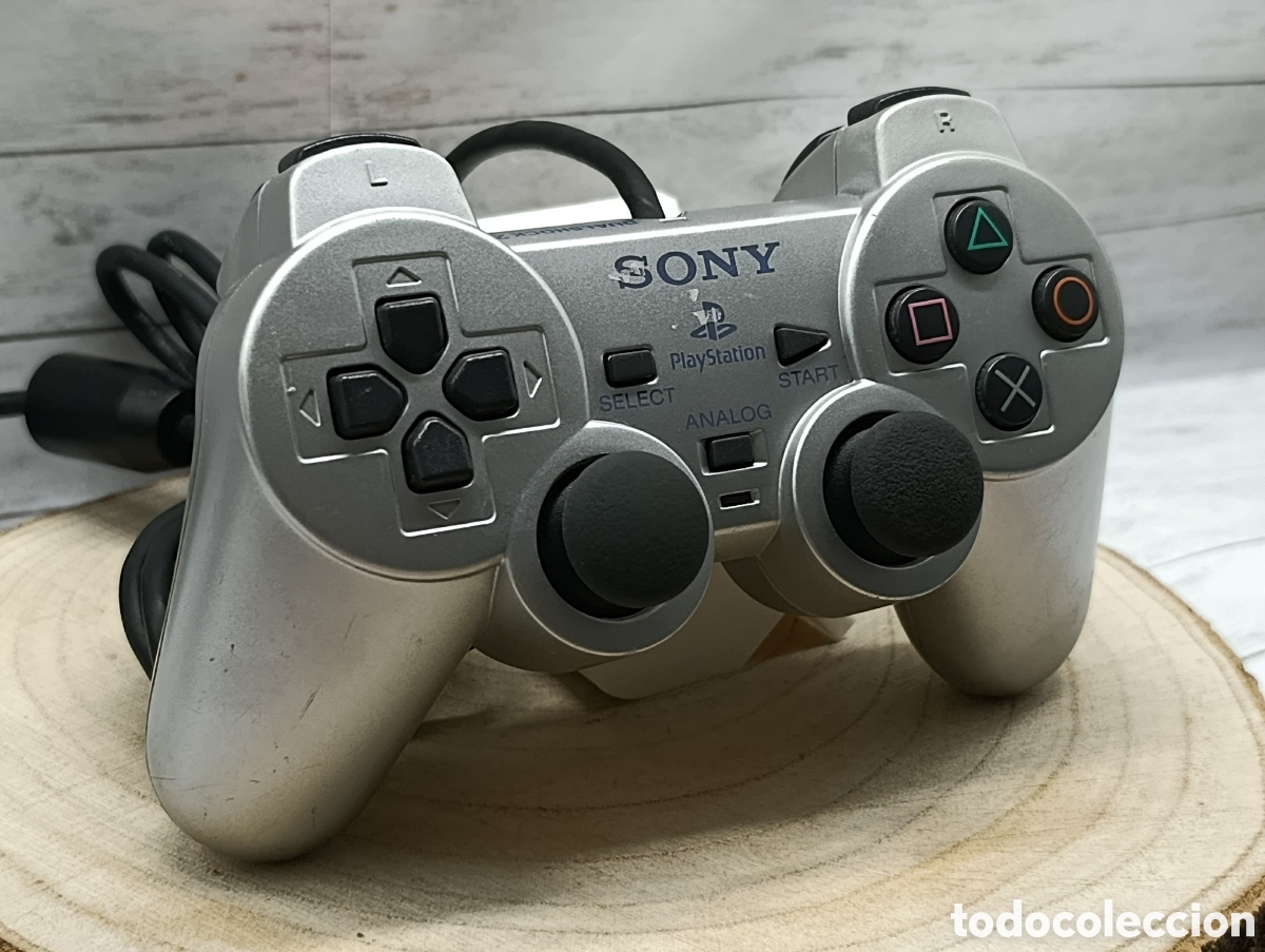 Videojuegos y Consolas: Mando PS2 Sony Plata Original&ntilde;