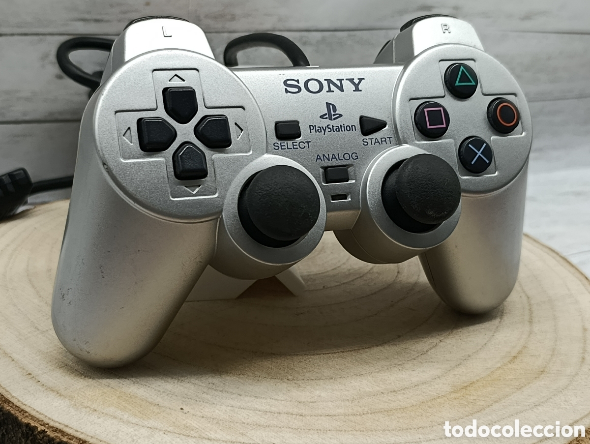 Videojuegos y Consolas: Mando PS2 Sony Plata Original. GARANT&Iacute;A