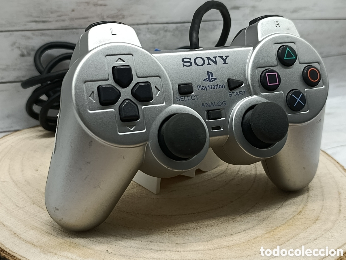 Videojuegos y Consolas: Mando PS2 Sony Plata Original. GARANT&Iacute;A