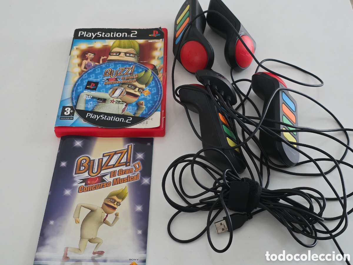 Videojuegos y consolas: buzz ps2 + 4 mandos originales completo - Foto 4