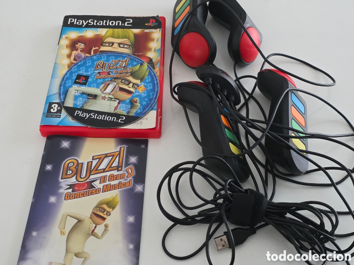Videojuegos y consolas: buzz ps2 + 4 mandos originales completo - Foto 5