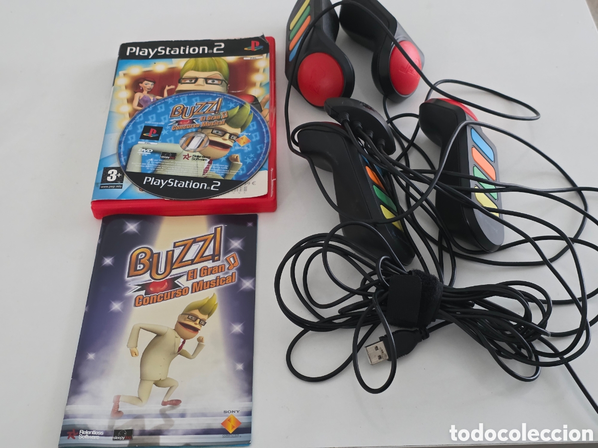 Videojuegos y consolas: buzz ps2 + 4 mandos originales completo - Foto 6