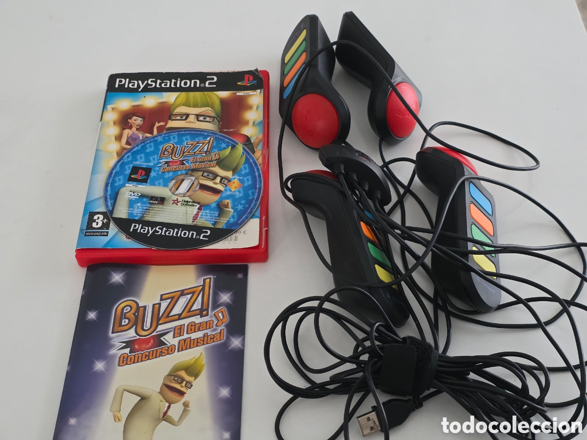 Videojuegos y consolas: buzz ps2 + 4 mandos originales completo - Foto 8