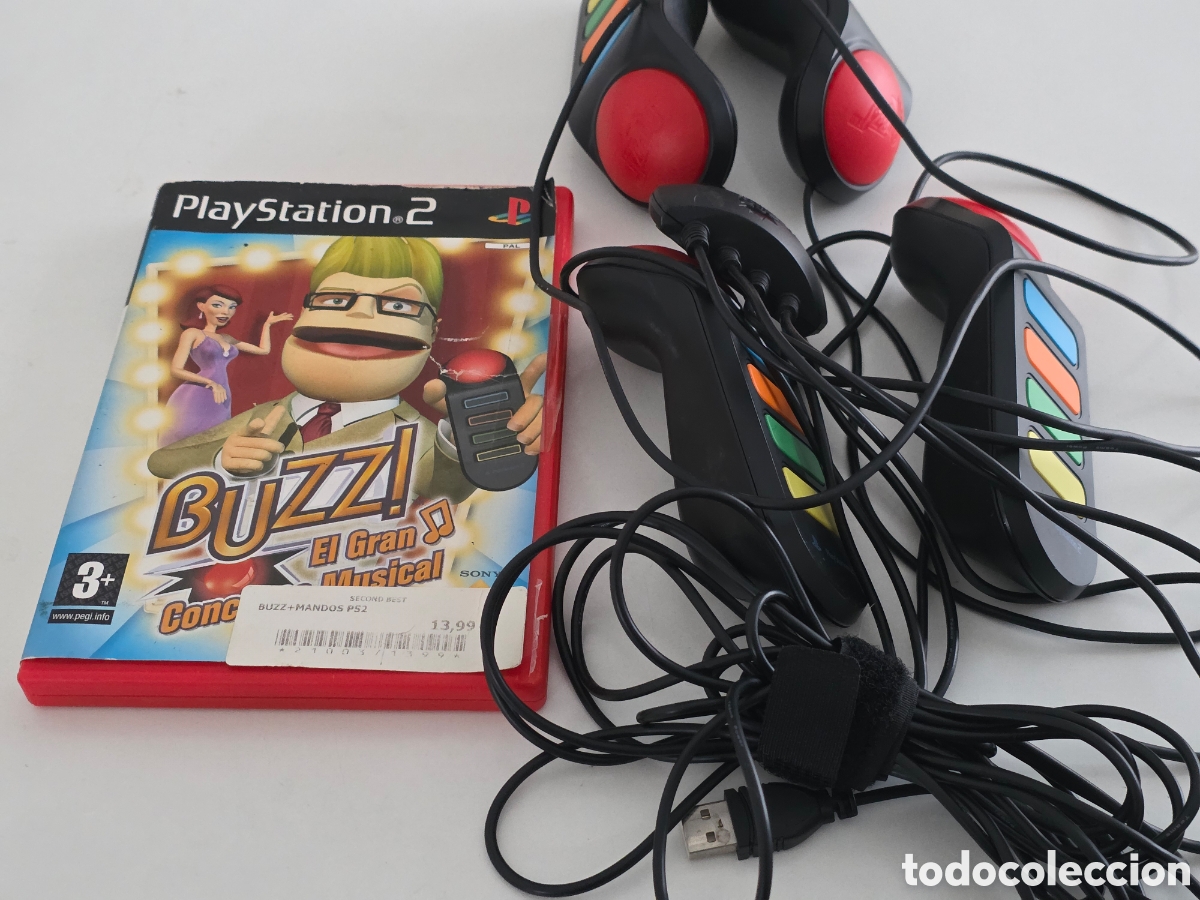 Videojuegos y Consolas: buzz ps2 + 4 mandos originales completo
