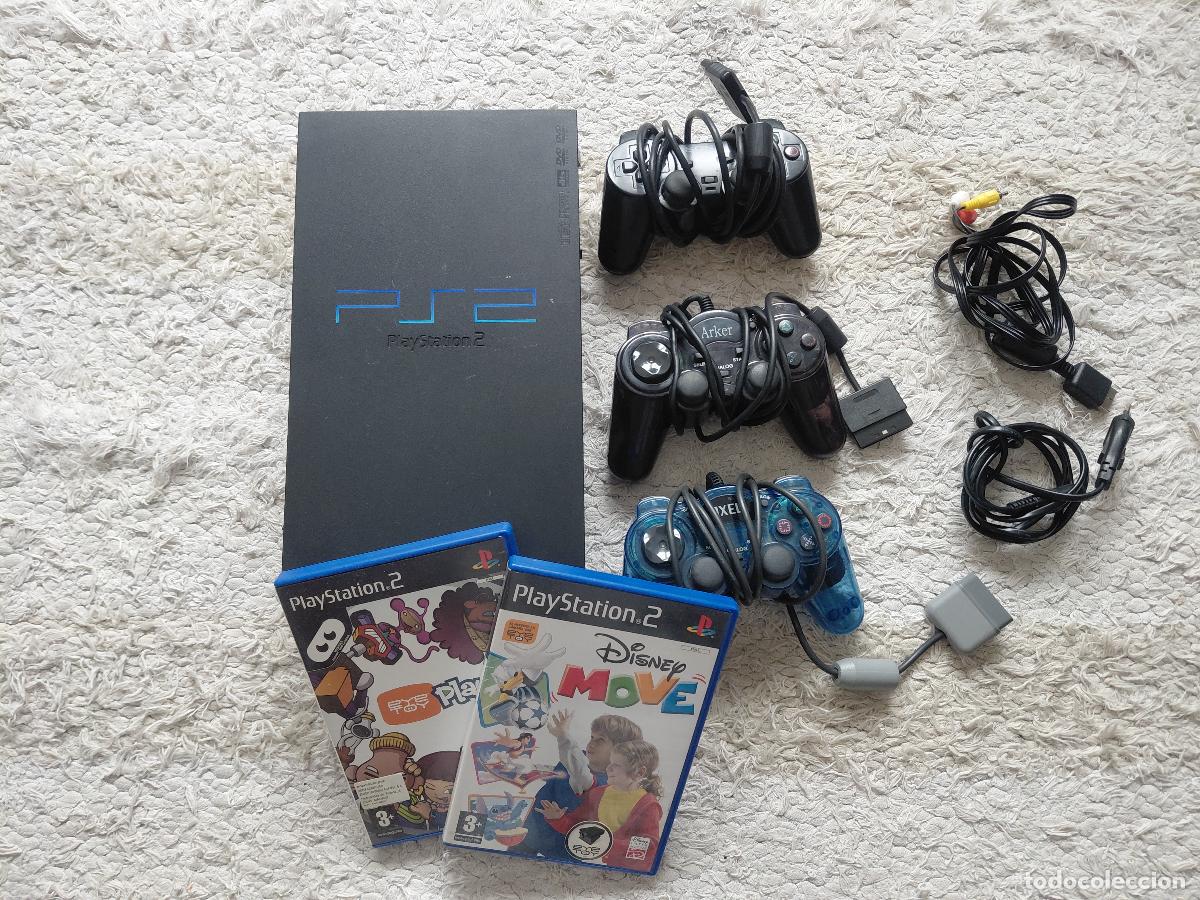 Videojuegos y Consolas: Videoconsola PlayStation 2 -- Funcionando -- Ps2 -- 3 mandos -- cables -- 2 juegos