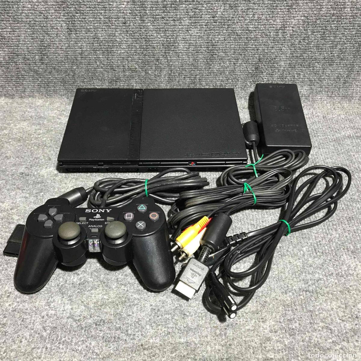 Videojuegos y Consolas: CONSOLA SONY PSTWO SCPH 77004+CHIP+DUALSHOCK 2+AV+AC PLAYSTATION 2 PS2 SLIM