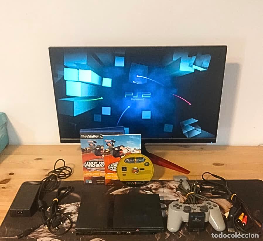 Videojuegos y Consolas: PS2 Slim Negra + Mando + Juego + Accesorios