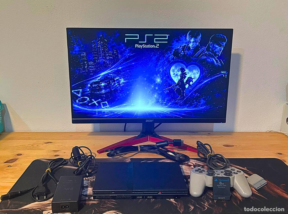 Videojuegos y Consolas: Consola Sony PS2 Slim Negra + Mando
