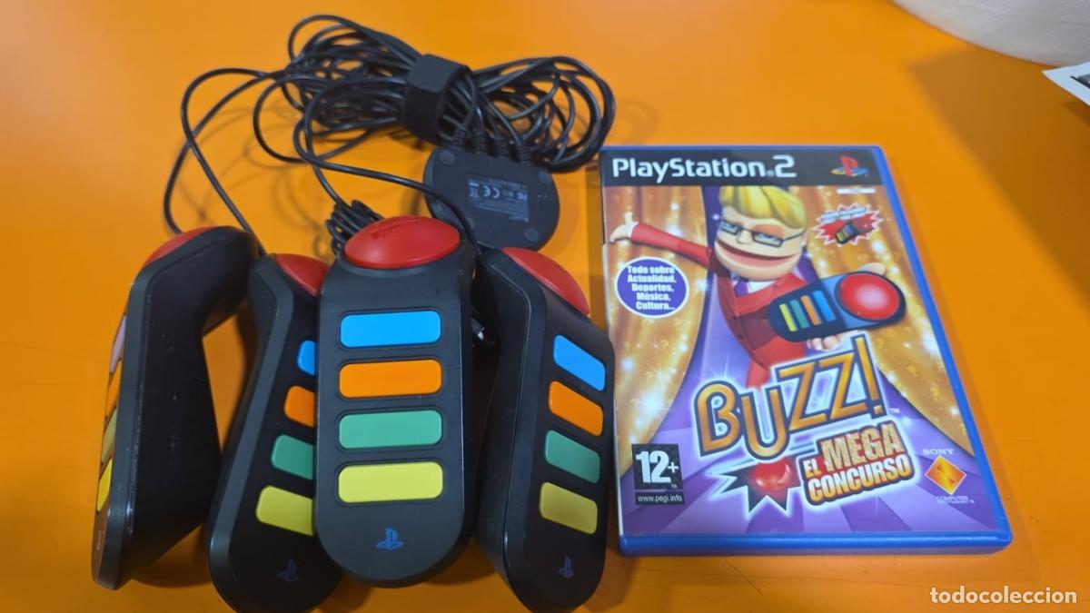Videojuegos y consolas: Buzz! El Mega Concurso (PS2) + 4 Buzzers - Foto 1