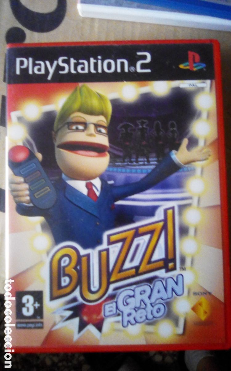 Videojuegos y consolas: Caja vac&iacute;a PS2 del juego Buzz! El gran reto. Contiene memory card 8 mb. Con libreto. A&ntilde;o 2006.