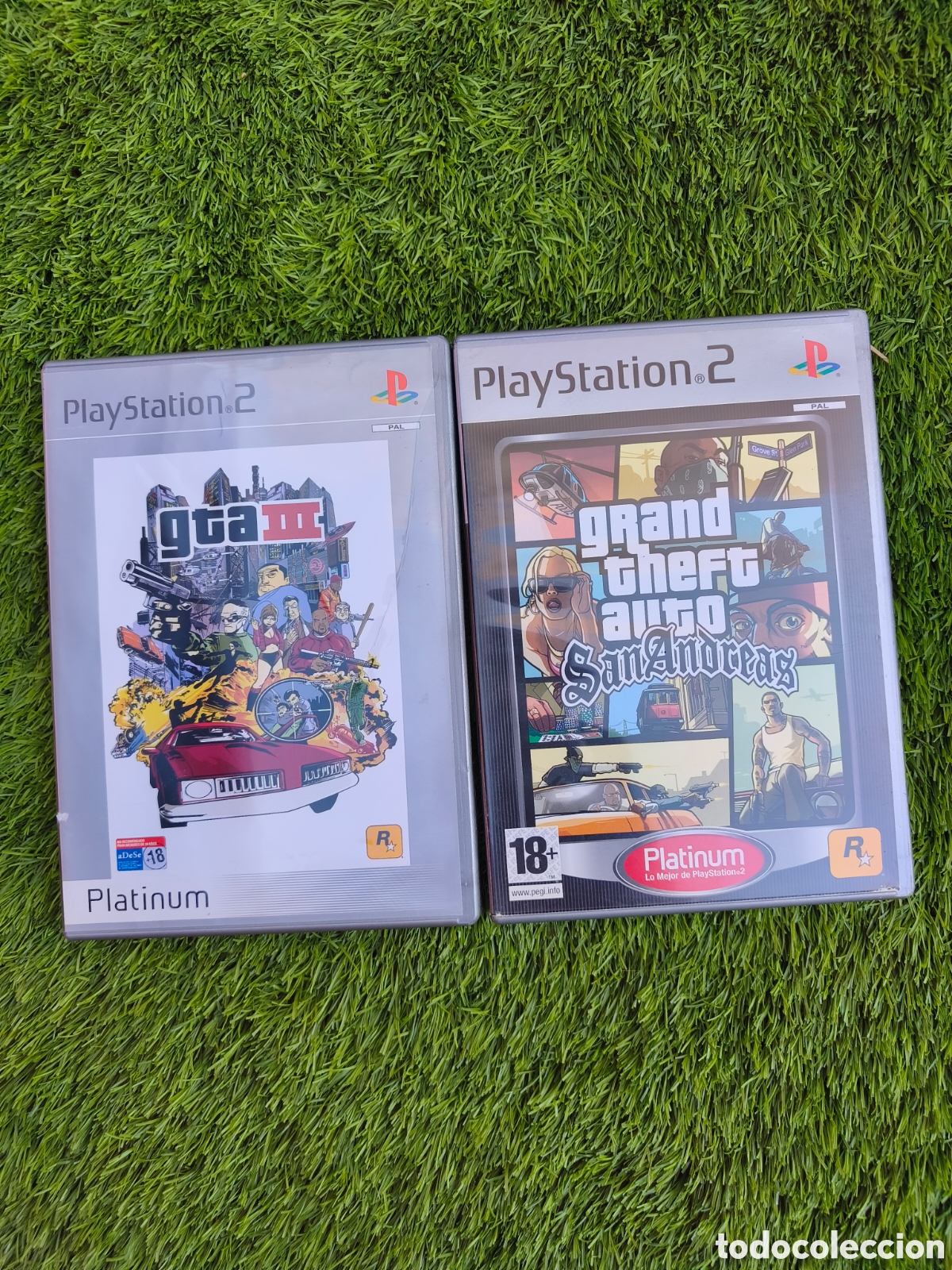 Videojuegos y consolas: Lote GTA PS2 - Grand Theft Auto III + San Andreas (Ediciones Platinum / PAL Espa&ntilde;a)