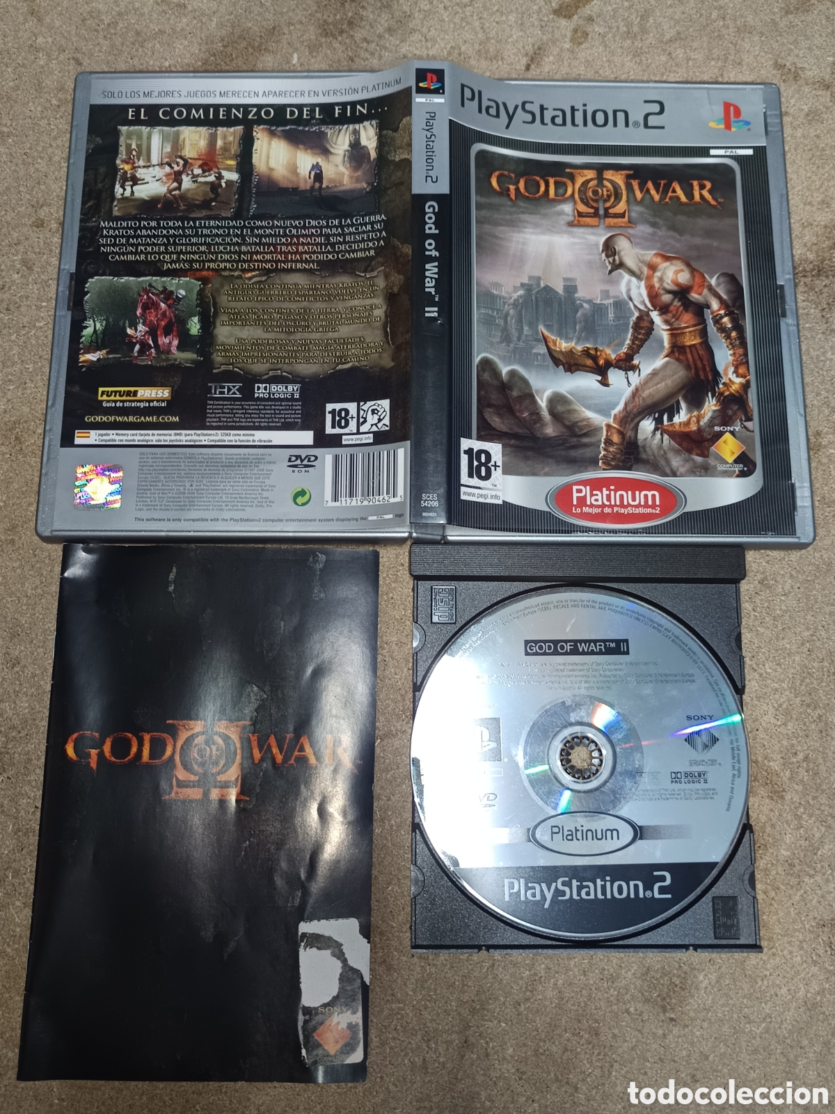 Videojuegos y consolas: PS2 GOD OF WAR II PLATINUM PAL ESP COMPLETO