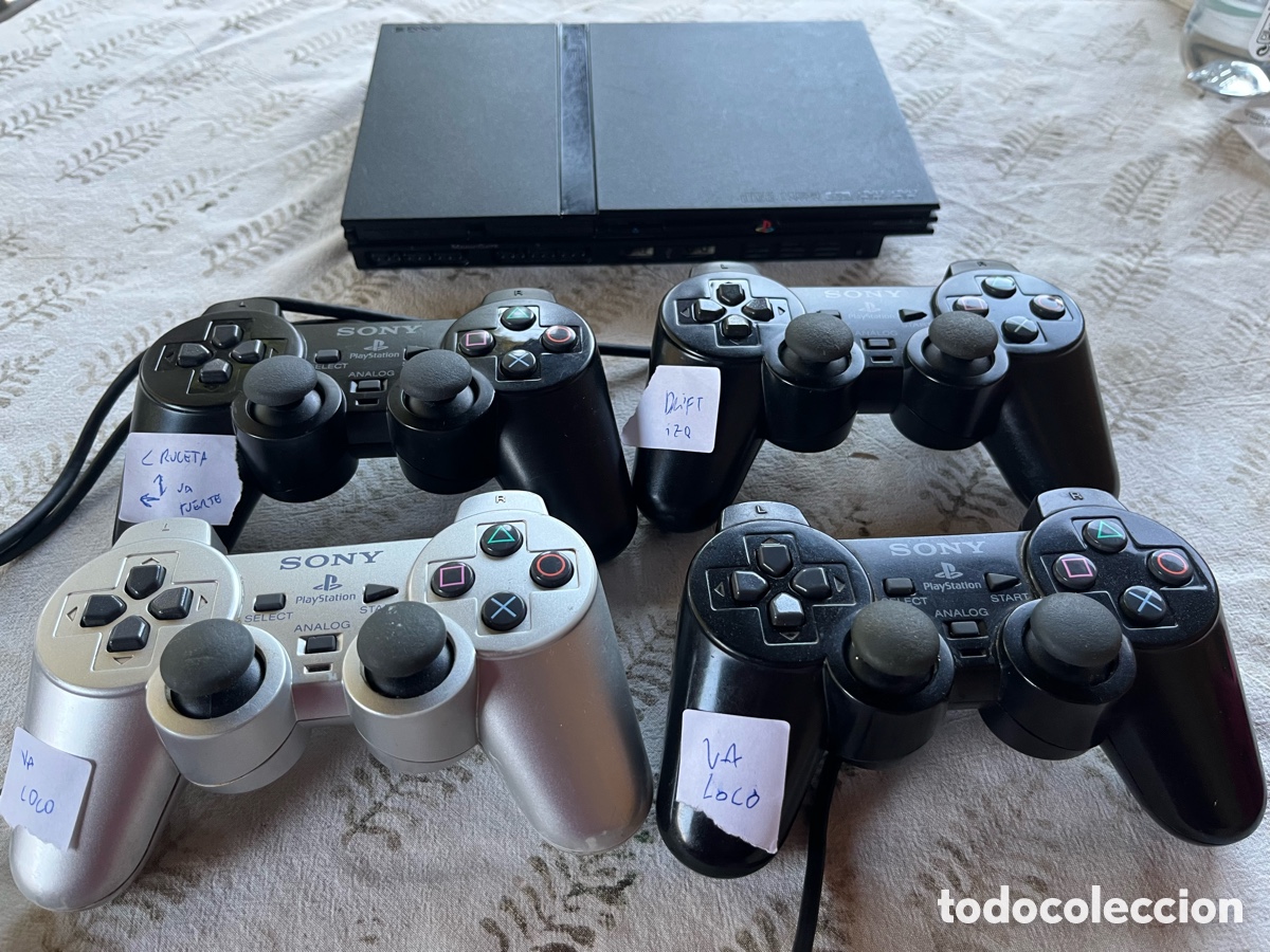 Videojuegos y consolas: Lote mandos Dualshock 2 + ps2 slim