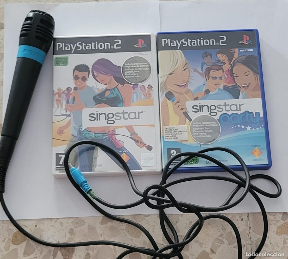 Videojuegos y consolas: Lote SingStar + SingStar Party PS2 con micr&oacute;fono - Foto 2
